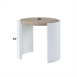 Bowery Hill Round End Table in White High Gloss and Natural Oak