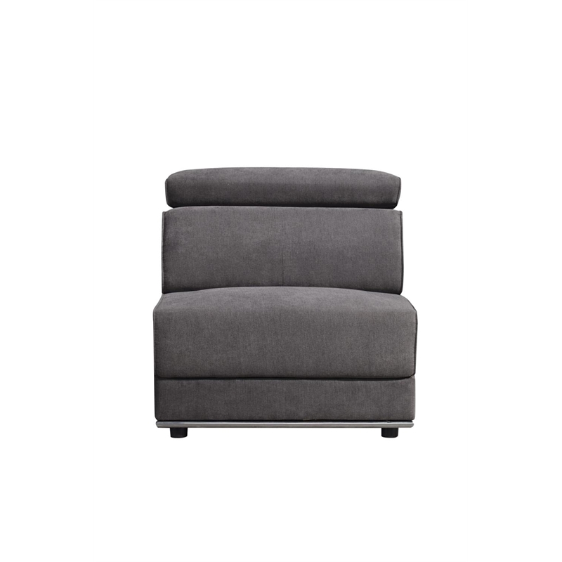Bowery Hill Modular Upholstered Armless Chair in Dark Gray Fabric