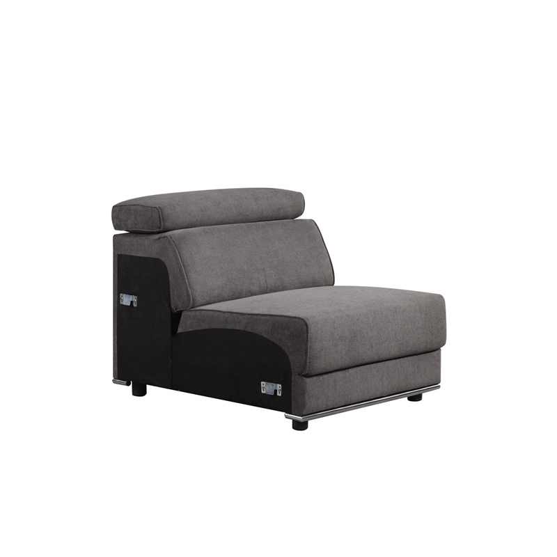 Bowery Hill Modular Upholstered Armless Chair in Dark Gray Fabric