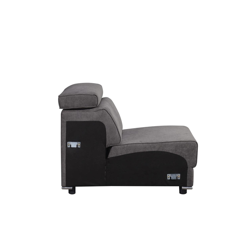 Bowery Hill Modular Upholstered Armless Chair in Dark Gray Fabric