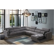 Bowery Hill Modular Upholstered Armless Chair in Dark Gray Fabric