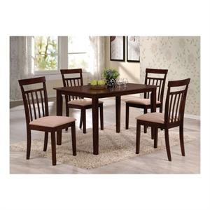 Bowery Hill 5-Piece Dining Set with 4 Chairs in Espresso and Microfiber