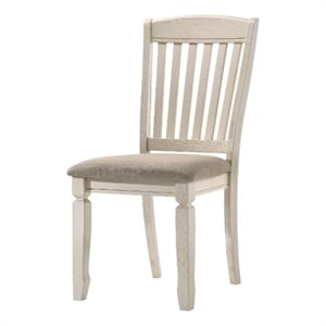 Bowery Hill Slat-Back Side Chair Set of 2 in Tan Fabric and Cream