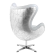 Bowery Hill Leather Upholstered Swivel Accent Chair with Aluminum Base