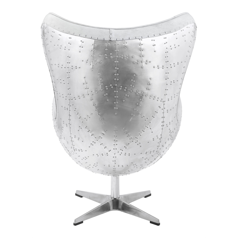 Bowery Hill Leather Upholstered Swivel Accent Chair with Aluminum Base