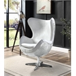 Bowery Hill Leather Upholstered Swivel Accent Chair with Aluminum Base