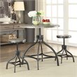 Bowery Hill 3-Piece Adjustable Dining Set with Wood and Metal in Gray Oak