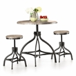 Bowery Hill 3-Piece Adjustable Dining Set with Wood and Metal in Gray Oak