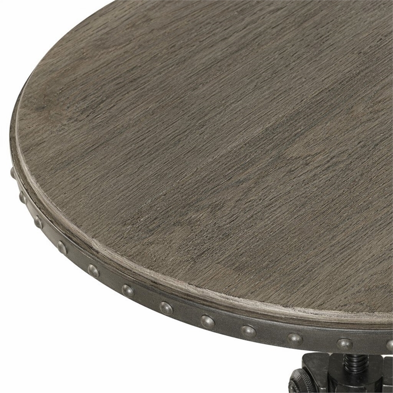 Bowery Hill 3-Piece Adjustable Dining Set with Wood and Metal in Gray Oak