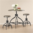 Bowery Hill 3-Piece Adjustable Dining Set with Wood and Metal in Gray Oak