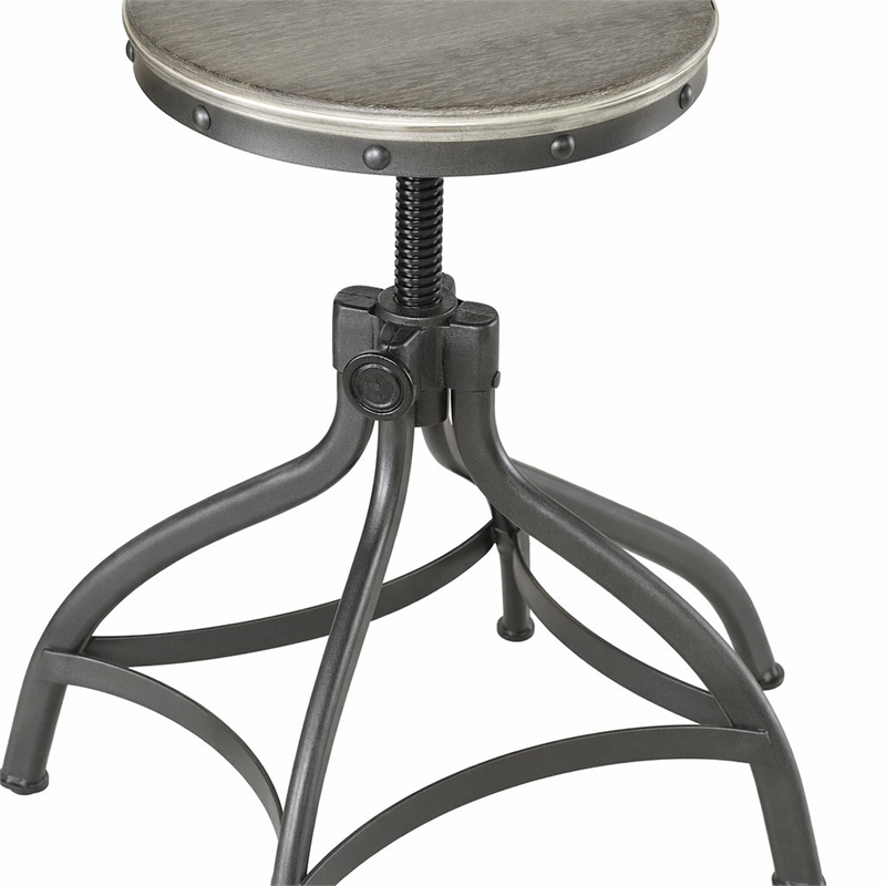 Bowery Hill 3-Piece Adjustable Dining Set with Wood and Metal in Gray Oak