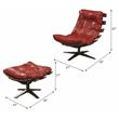 Bowery Hill Tufted Swayback Chair with Ottoman in Red Leather