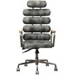 Bowery Hill Leather High Back Adjustable Swivel Office Chair in Black