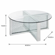 Bowery Hill Round Glass-Top Coffee Table with Mirrored Finish and Crystals