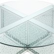Bowery Hill Round Glass-Top Coffee Table with Mirrored Finish and Crystals