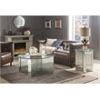 Bowery Hill Round Glass-Top Coffee Table with Mirrored Finish and Crystals