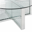 Bowery Hill Round Glass-Top Coffee Table with Mirrored Finish and Crystals