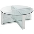 Bowery Hill Round Glass-Top Coffee Table with Mirrored Finish and Crystals
