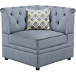 Bowery Hill Velvet Button Tufted Armless Wedge Chair in Gray Upholstery
