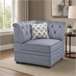 Bowery Hill Velvet Button Tufted Armless Wedge Chair in Gray Upholstery