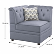 Bowery Hill Velvet Button Tufted Armless Wedge Chair in Gray Upholstery