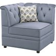 Bowery Hill Velvet Button Tufted Armless Wedge Chair in Gray Upholstery