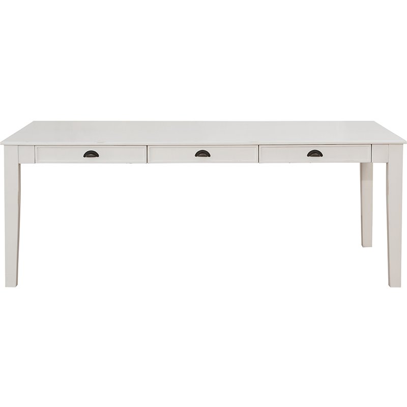 Bowery Hill Rectangular Wooden Dining Table with 6 Drawers in Antique White