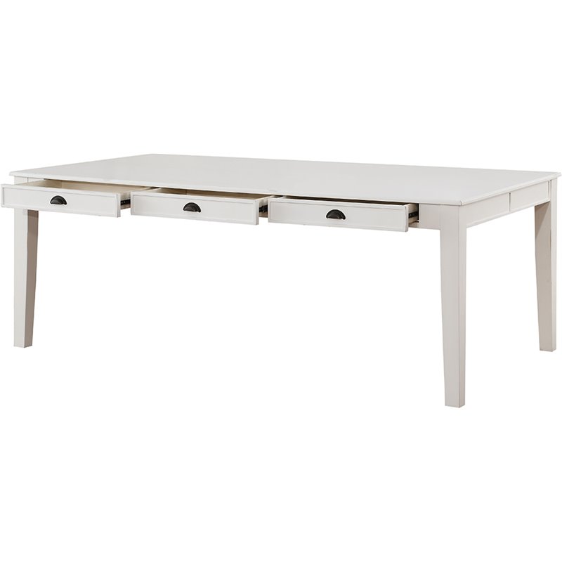 Bowery Hill Rectangular Wooden Dining Table with 6 Drawers in Antique White