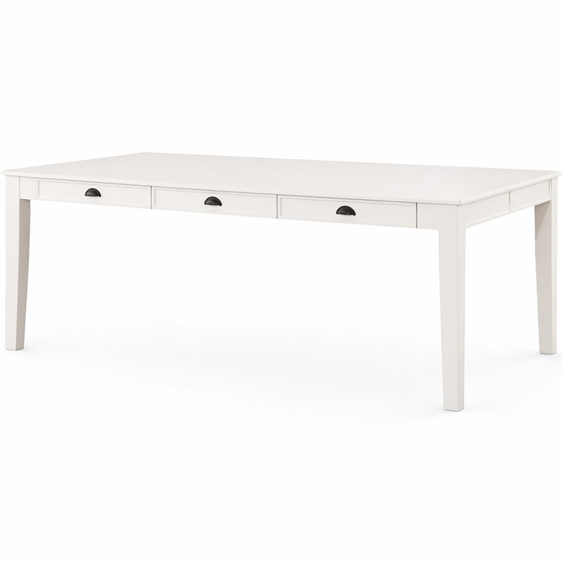 Bowery Hill Rectangular Wooden Dining Table with 6 Drawers in Antique White