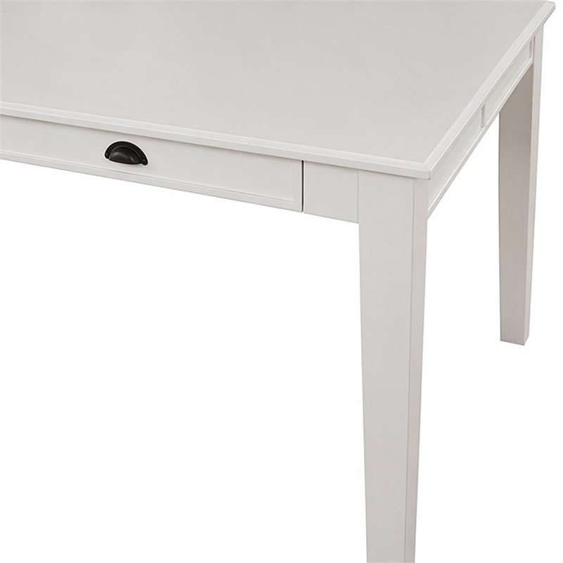 Bowery Hill Rectangular Wooden Dining Table with 6 Drawers in Antique White