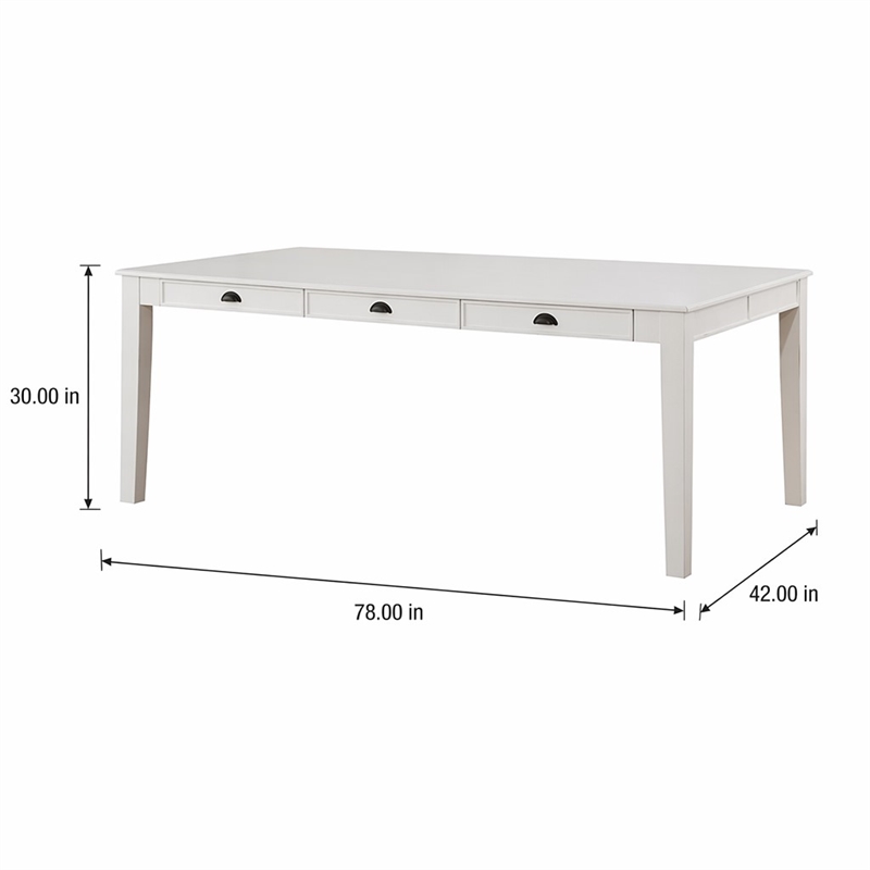 Bowery Hill Rectangular Wooden Dining Table with 6 Drawers in Antique White