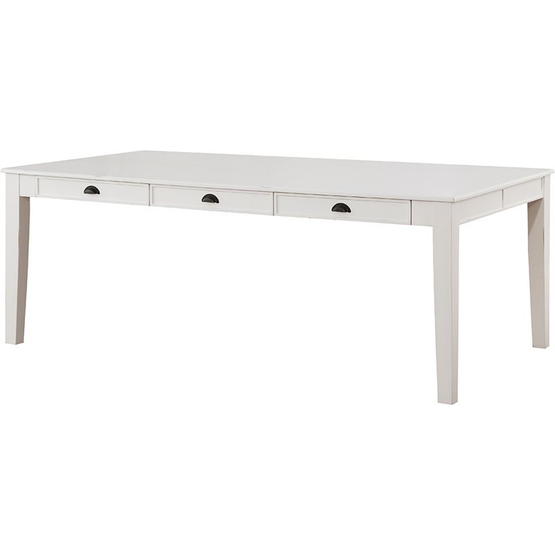 Bowery Hill Rectangular Wooden Dining Table with 6 Drawers in Antique White