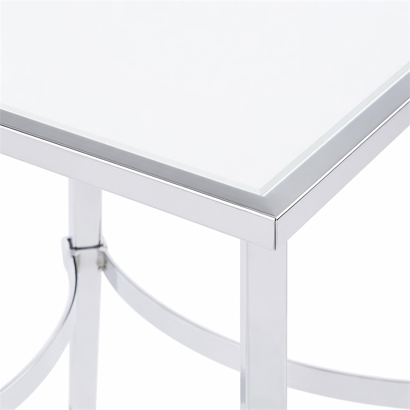 Bowery Hill Square Metal & Glass End Table in Chrome Finish with Mirrored Top