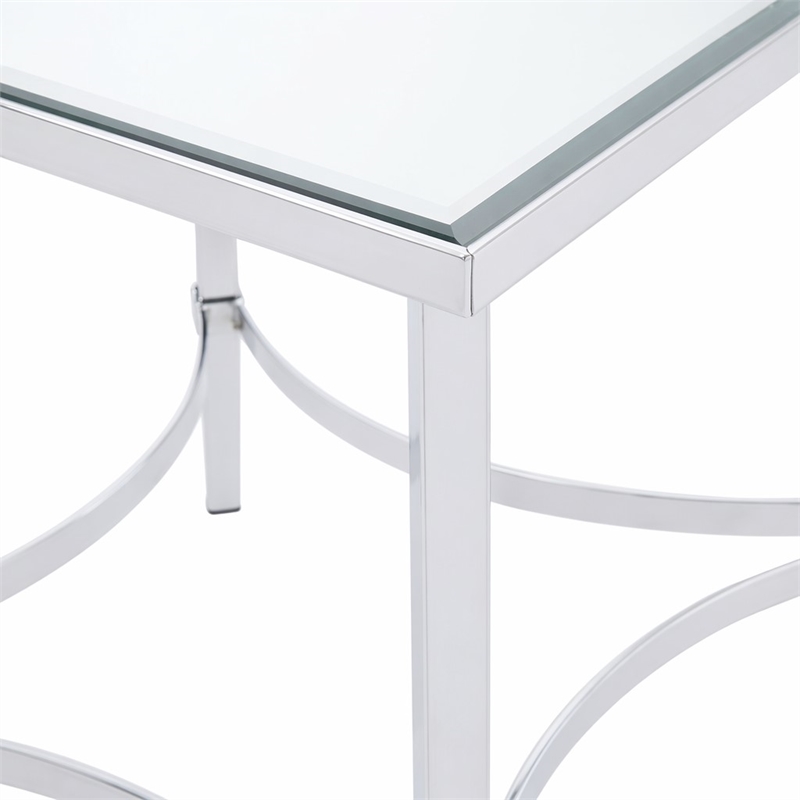Bowery Hill Square Metal & Glass End Table in Chrome Finish with Mirrored Top