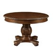 Bowery Hill Round Single Pedestal Dining Table with Removable Leaf in Cherry