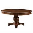 Bowery Hill Round Single Pedestal Dining Table with Removable Leaf in Cherry