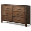 Bowery Hill 6-Drawer Dresser in Oak Wood Finish