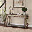 Bowery Hill Gold Patina Sofa Table with Scrolled Leg and Shelf