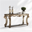Bowery Hill Gold Patina Sofa Table with Scrolled Leg and Shelf