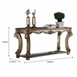 Bowery Hill Gold Patina Sofa Table with Scrolled Leg and Shelf