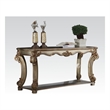 Bowery Hill Gold Patina Sofa Table with Scrolled Leg and Shelf