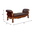 Bowery Hill Upholstered Bench with Tufted Seat in Cherry Finish
