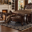 Bowery Hill Upholstered Bench with Tufted Seat in Cherry Finish