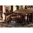 Bowery Hill Upholstered Bench with Tufted Seat in Cherry Finish