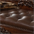 Bowery Hill Upholstered Bench with Tufted Seat in Cherry Finish