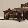 Bowery Hill Upholstered Bench with Tufted Seat in Cherry Finish