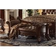 Bowery Hill Upholstered Bench with Tufted Seat in Cherry Finish