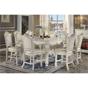 Bowery Hill Wooden Counter Height Table in Antique Pearl Finish