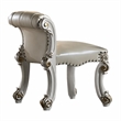 Bowery Hill Transitional Wood Vanity Stool with Padded Seat in Beige