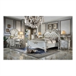 Bowery Hill Transitional Wood Vanity Stool with Padded Seat in Beige